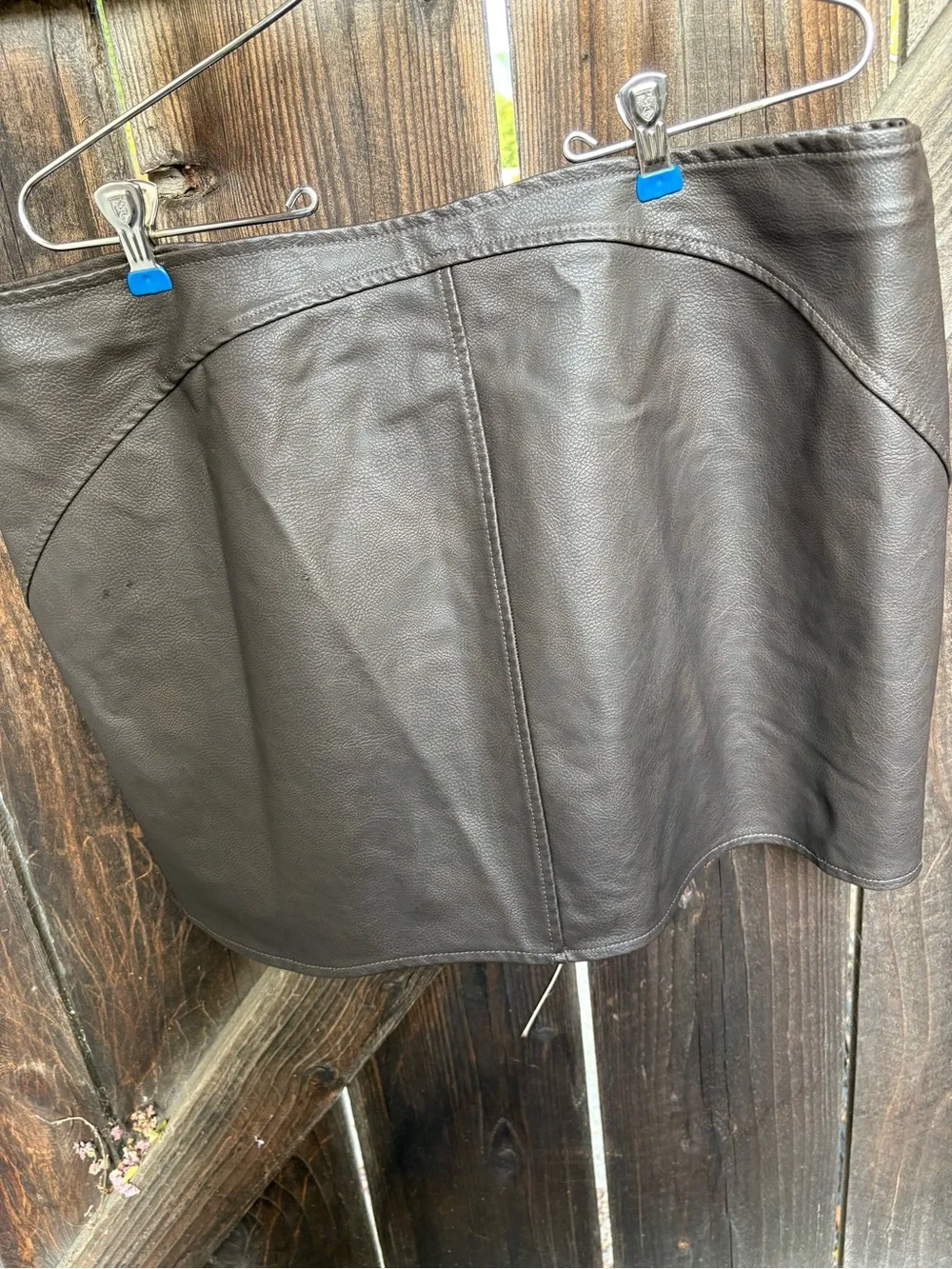 wild fable Dark Brown Faux Leather Zip-Front Mini Skirt